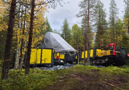 Diamond drill rig at the Barsele Central zone, September 2026